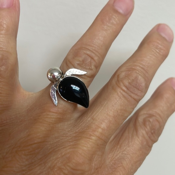 Sterling Silver 925 OBSIDIAN cocktail ring, “TURTLE TALES” - Picture 8 of 8
